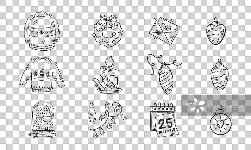 手绘的T恤和圣诞图标图片素材