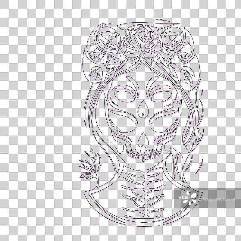 紫色骨女孩轮廓草图图片素材