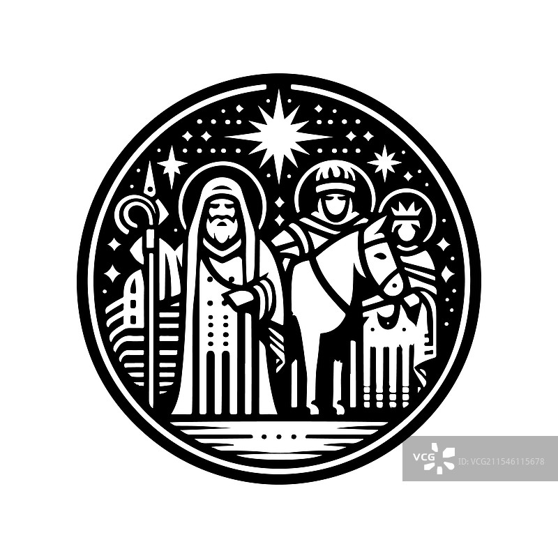 优雅的三贤士剪影用于节日艺术图片素材