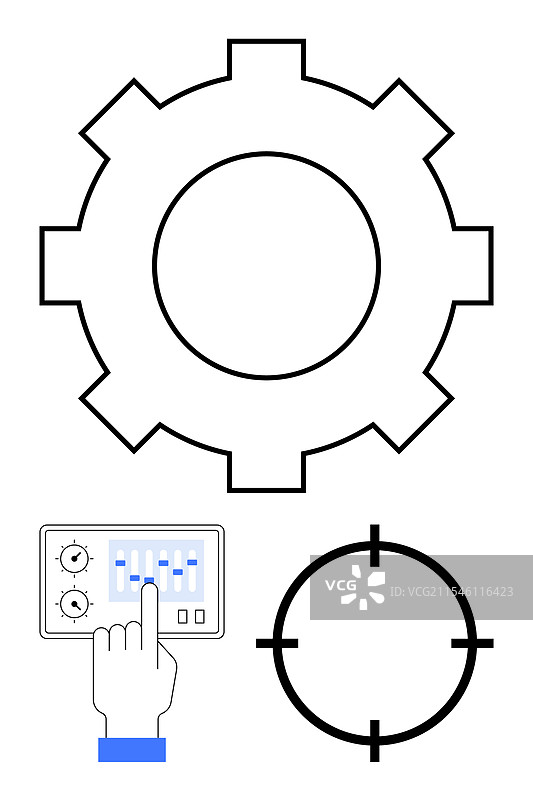 带有控制和瞄准界面的齿轮图片素材