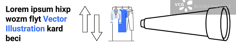 带有服装图标和箭头的拉丁占位符文本图片素材