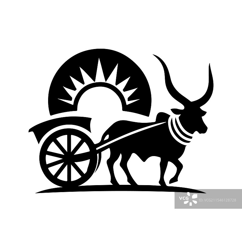 独特设计的牛车剪影图片素材
