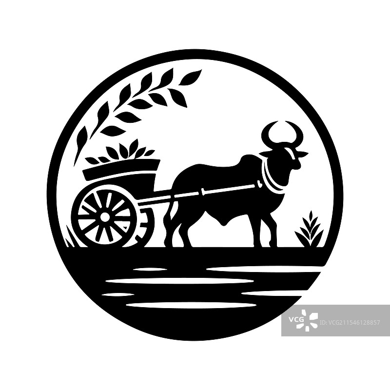 独特设计的牛车剪影图片素材