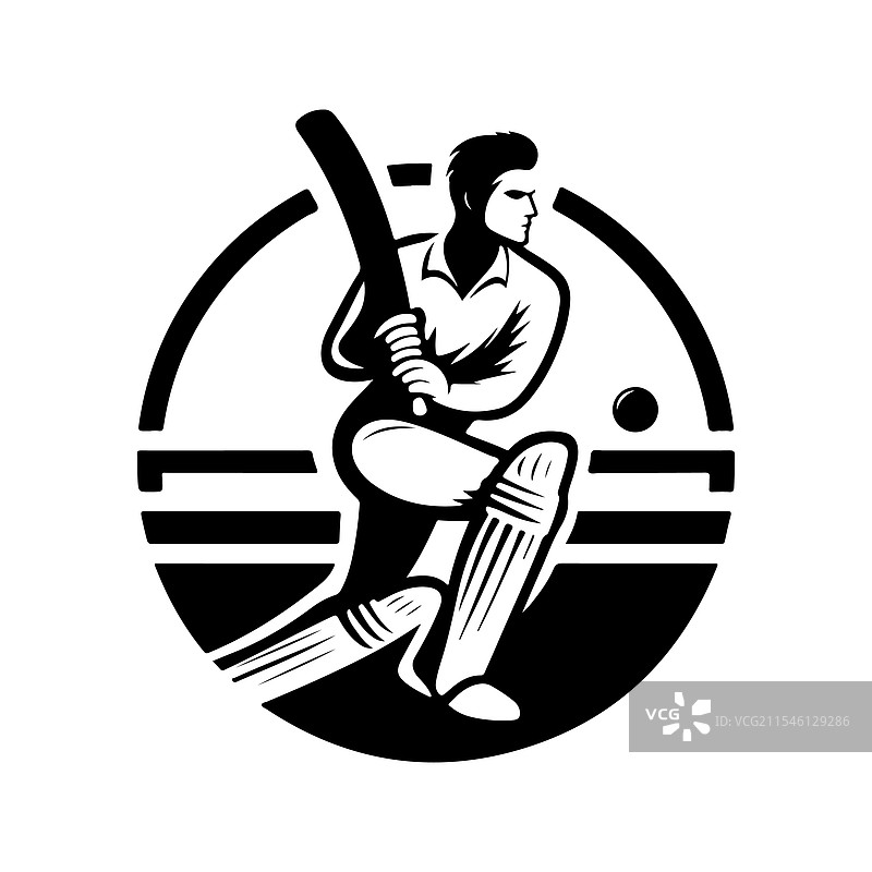 适合体育运动的板球运动员剪影图片素材