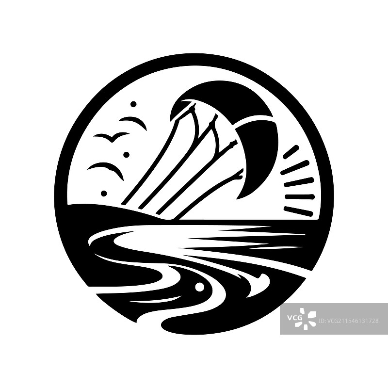 适合极限运动的风筝冲浪剪影图片素材