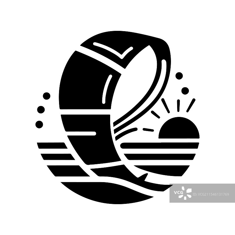 适合极限运动的风筝冲浪剪影图片素材