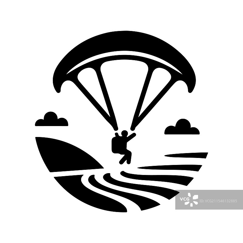 滑翔伞剪影，完美适合冒险和探索图片素材