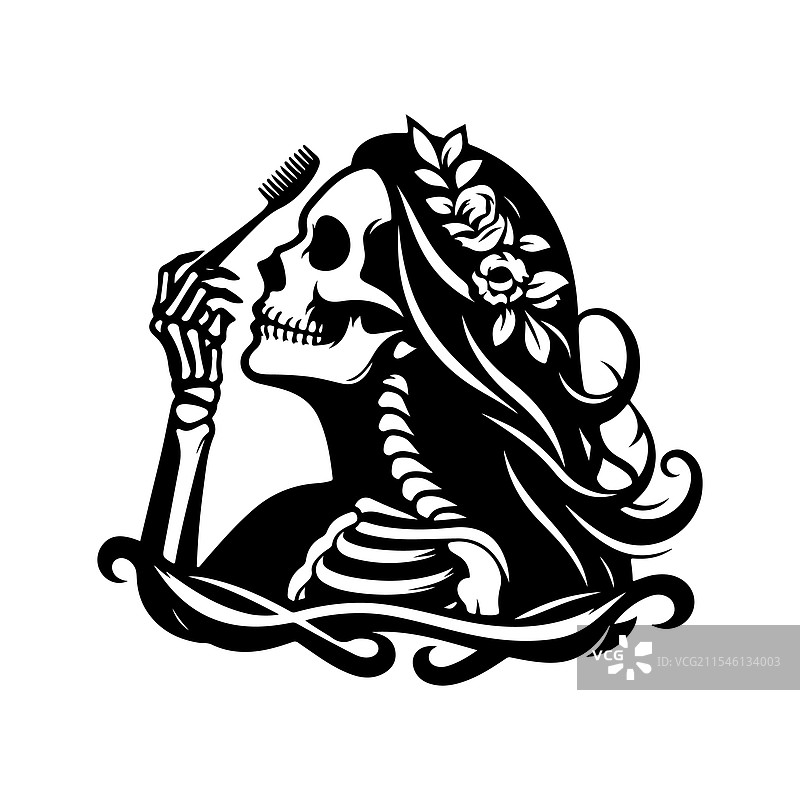 万圣节完美的骷髅剪影图片素材