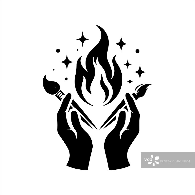 清晰的火焰剪影，适用于T恤和海报图片素材