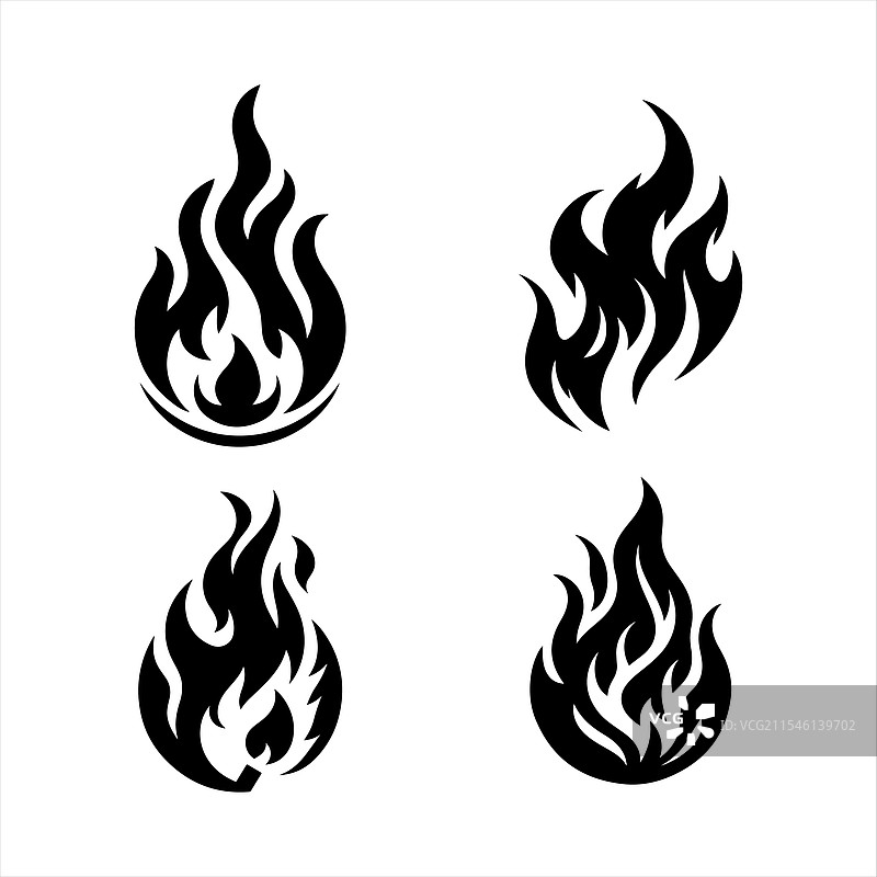 清晰的火焰剪影，适用于T恤和海报图片素材