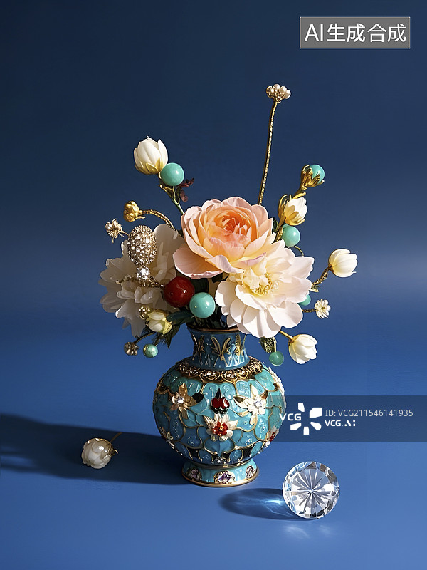 【AI数字艺术】中国风花瓶插花图片素材