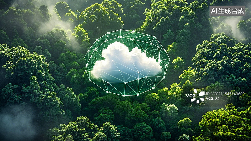 【AI数字艺术】科技绿色发展绿色能源算力概念图片素材