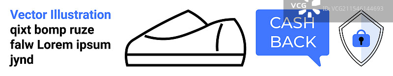 带有现金返还优惠和安全徽章的运动鞋图片素材