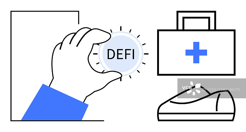 由手握代币表示的去中心化金融概念图片素材