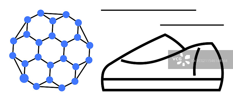 几何分子和跑鞋的象征图片素材