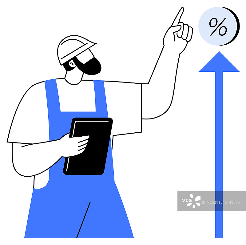 建筑工人正在分析夹板上的数据图片素材