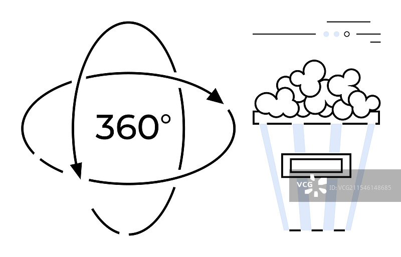 360度观看概念与爆米花桶图片素材