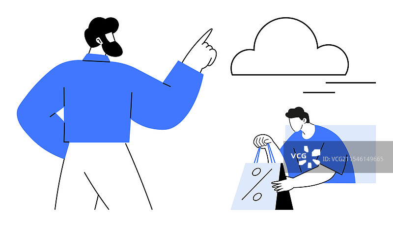 一个人指着云，另一个人正在握着。图片素材