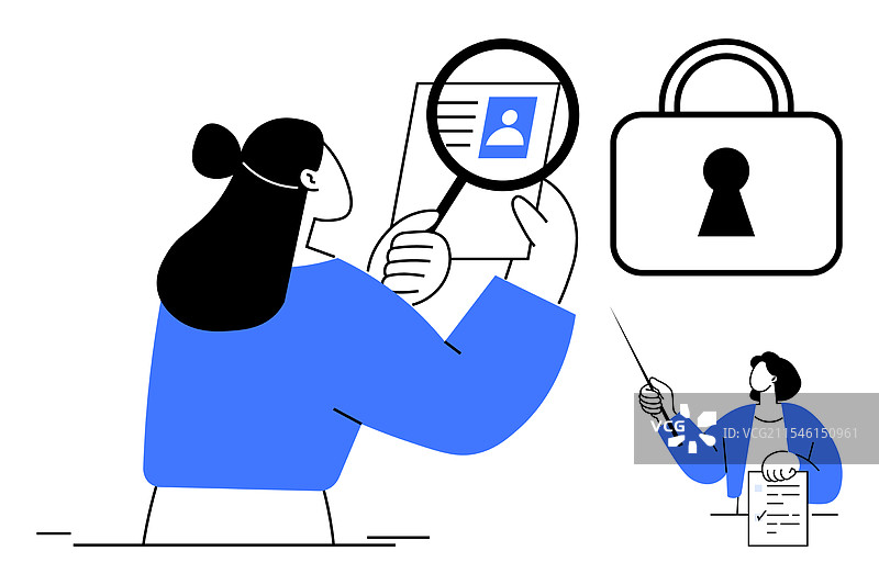 用放大镜分析个人信息图片素材