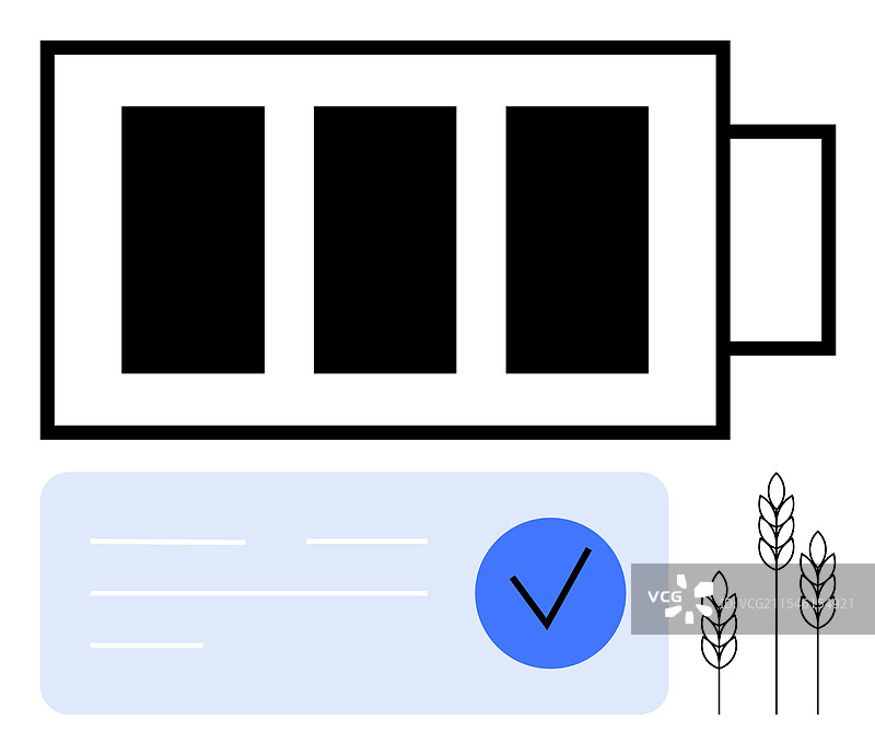 电池图标与清单和麦穗图片素材
