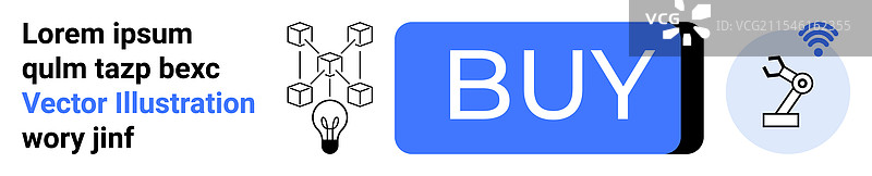 数字购买按钮与连接节点的机器人技术图片素材