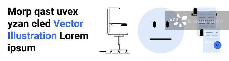 办公椅、面无表情的人和文件图片素材