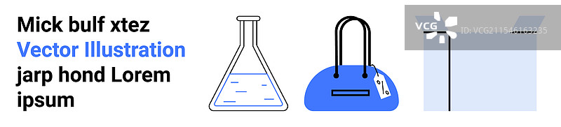 实验室烧瓶、旅行袋和打开的盒子图片素材