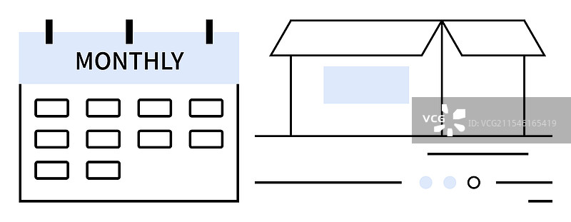 代表送货箱旁的月历图片素材
