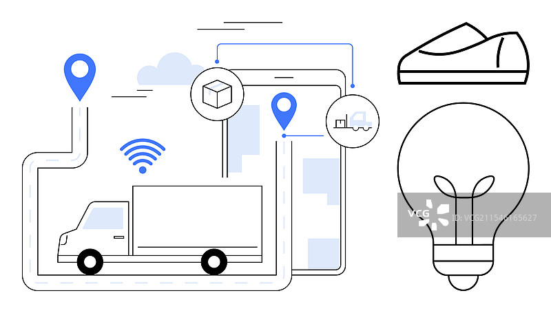 物流技术与配送卡车GPS图片素材