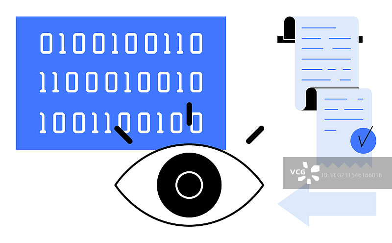 监控以二进制编码的数据以确保安全图片素材
