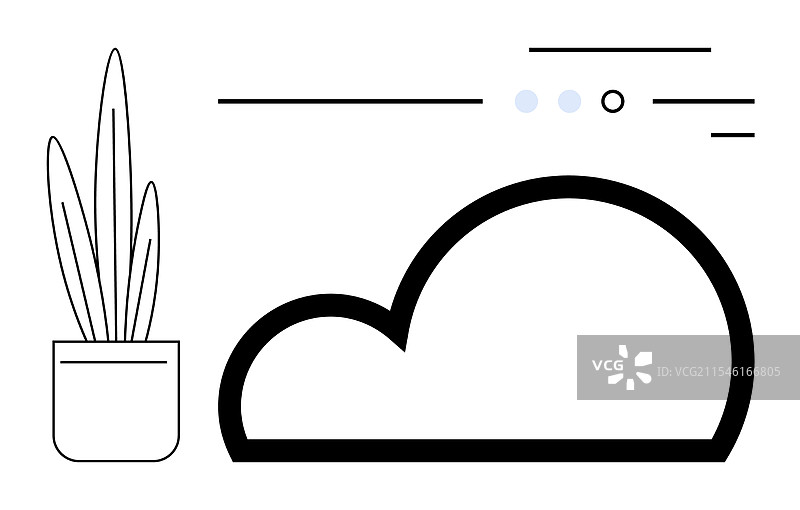 现代云计算与植物和抽象元素图片素材