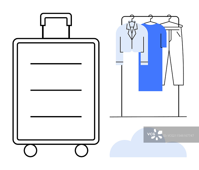 行李和悬挂衣物的打包图片素材