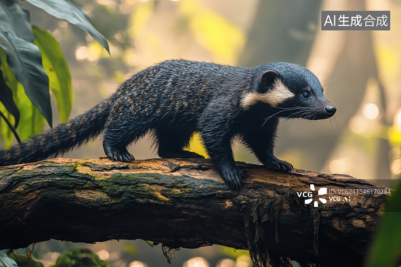 【AI数字艺术】一只成年蜜罐站在树枝上图片素材