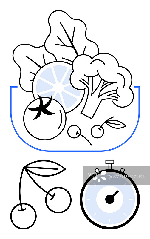 健康饮食，搭配新鲜水果和蔬菜图片素材