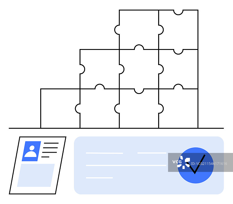 人物档案和完成的拼图碎片图片素材