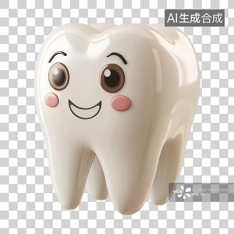 【AI数字艺术】可爱卡通牙齿 白色健康牙齿模型图片素材