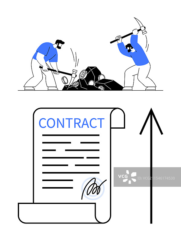 工人在上方用大锤砸碎岩石图片素材