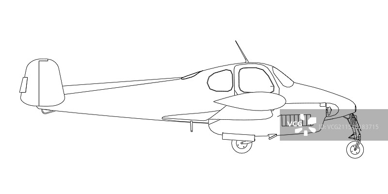 带有螺旋桨的飞机轮廓图片素材