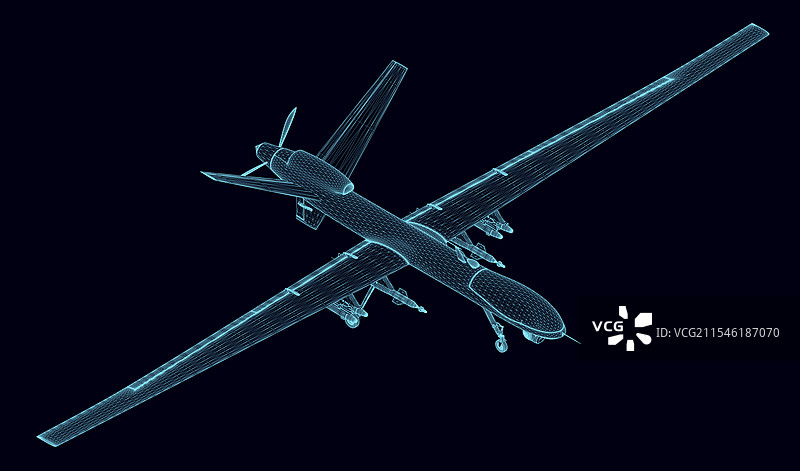 蓝色线条无人机线框图图片素材