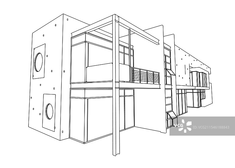 黑色豪华两层小屋的轮廓图片素材