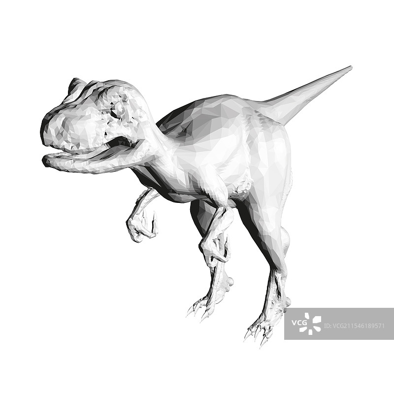 多边形恐龙模型孤立在白色背景上图片素材