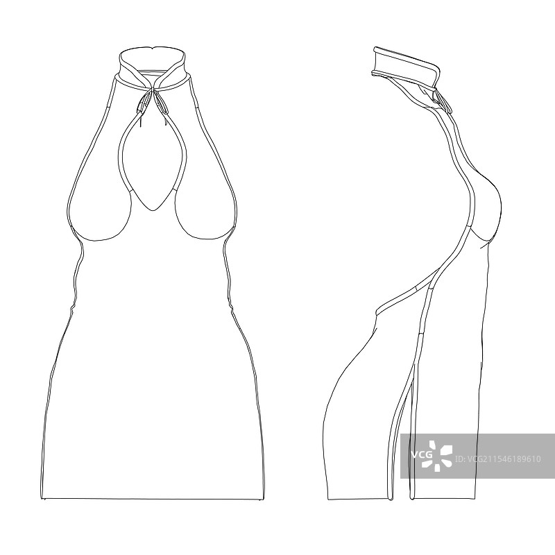 女性短裙的轮廓，背部开放设计图片素材
