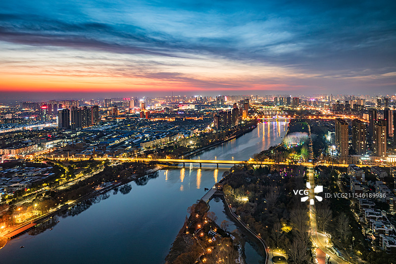 航拍漯河沙澧河夜景图片素材