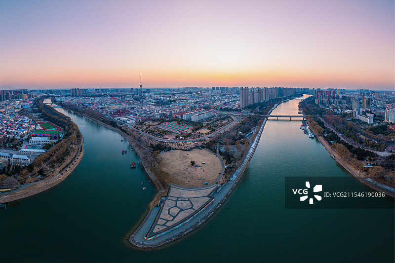 航拍漯河沙澧河夜景图片素材