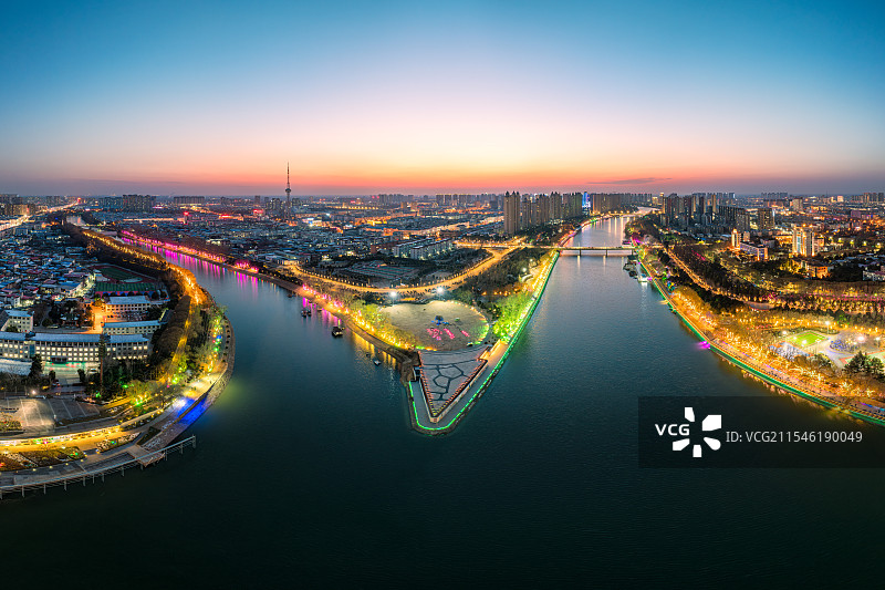 航拍漯河沙澧河夜景图片素材