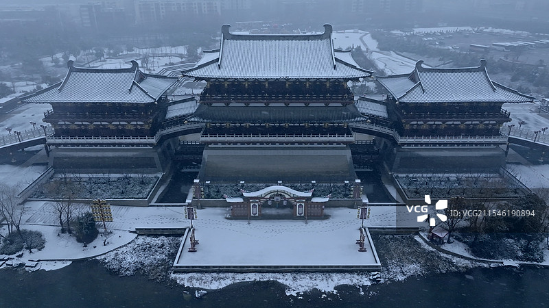 隋唐洛阳城九洲池雪景图片素材