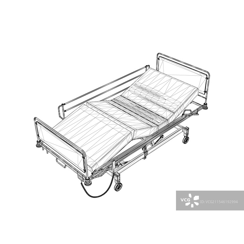 黑色线条孤立的医院床线框图图片素材