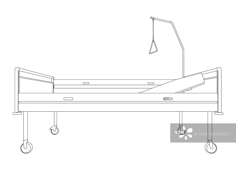 黑线勾勒的医院床轮廓图片素材