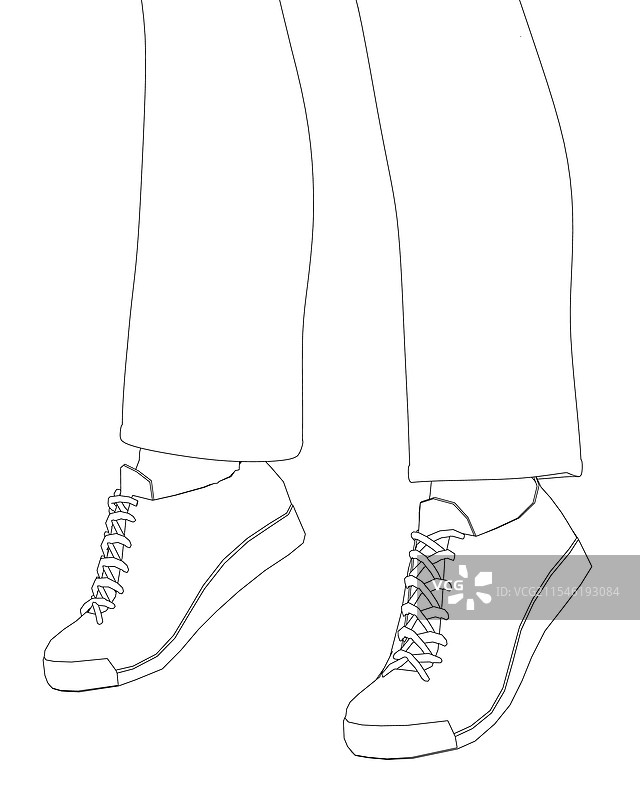穿着运动鞋的男人的腿部轮廓图片素材