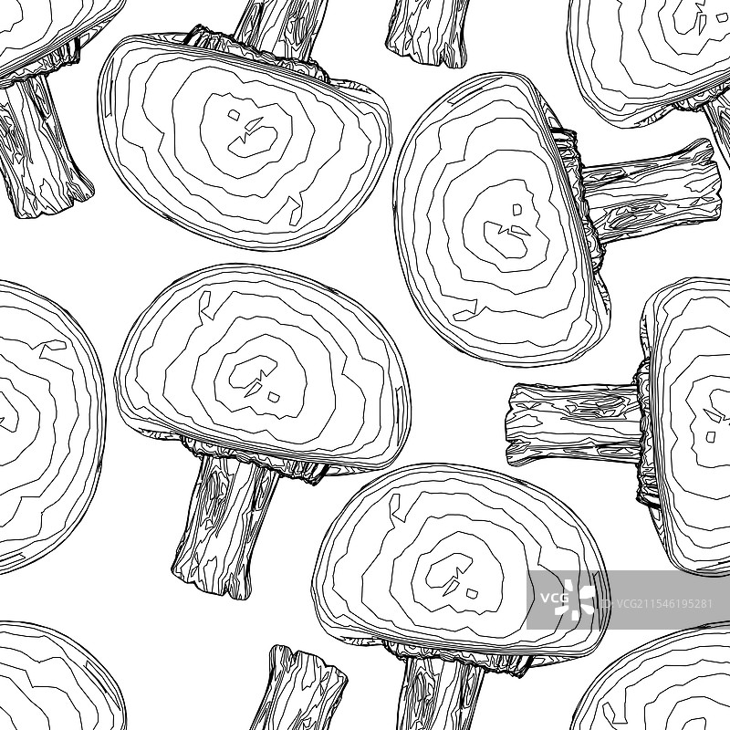 无缝纹理，带有蘑菇的轮廓图片素材